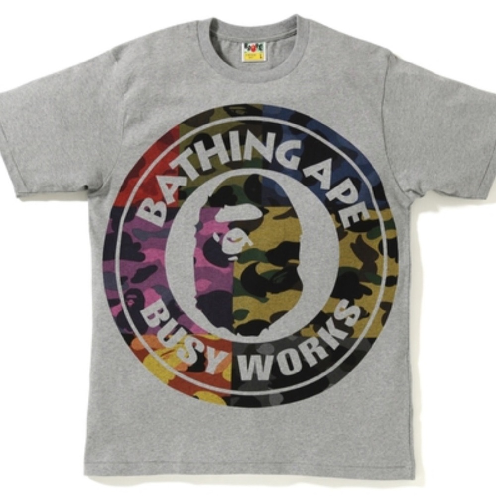 BAPE A Bathing Ape Men's White Camo Busy Works Tee